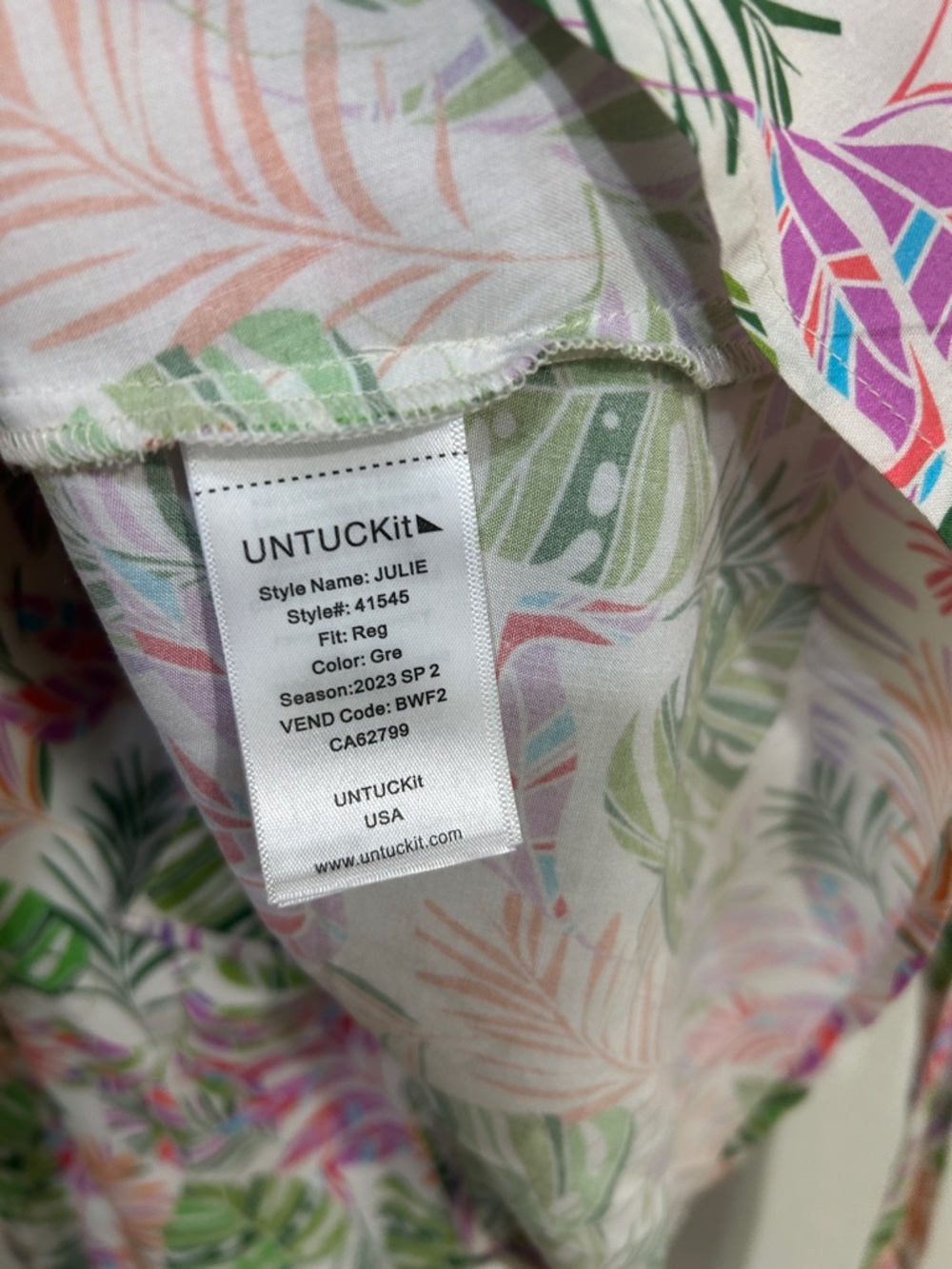 UNTUCKit Women’s JulieTropical Leaf Print Button Front Shirt Dress Sz 10 - Picture 8 of 13